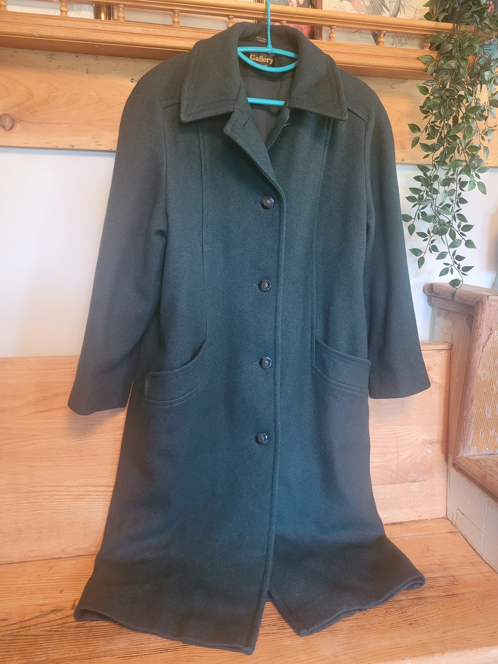 Gallery Fen-nelli Dark Green Wool Trench Coat